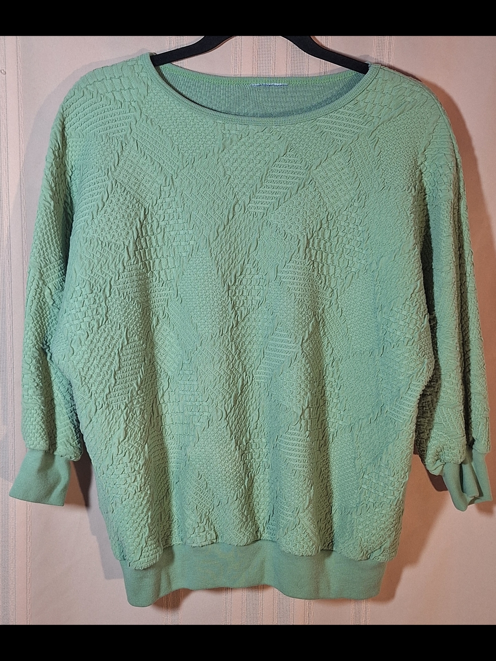 Mint Green Textured Crewneck Top